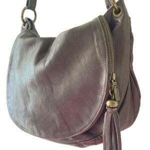BORSE IN PELLE TAUPE LEATHER MADE ITALY ZIPPED JUMBO CROSSBODY BAG STRAP